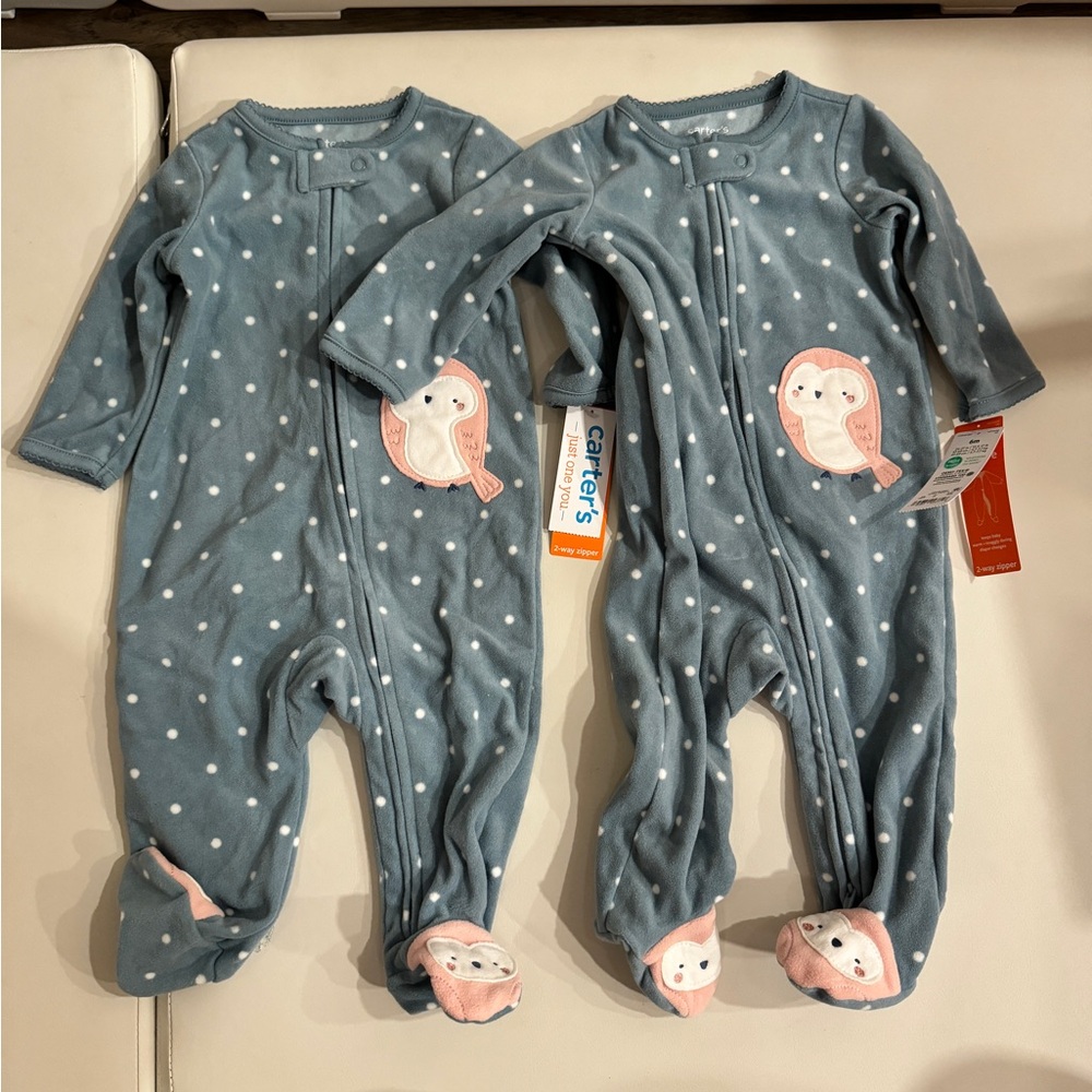 Carters fleece onesies 6m